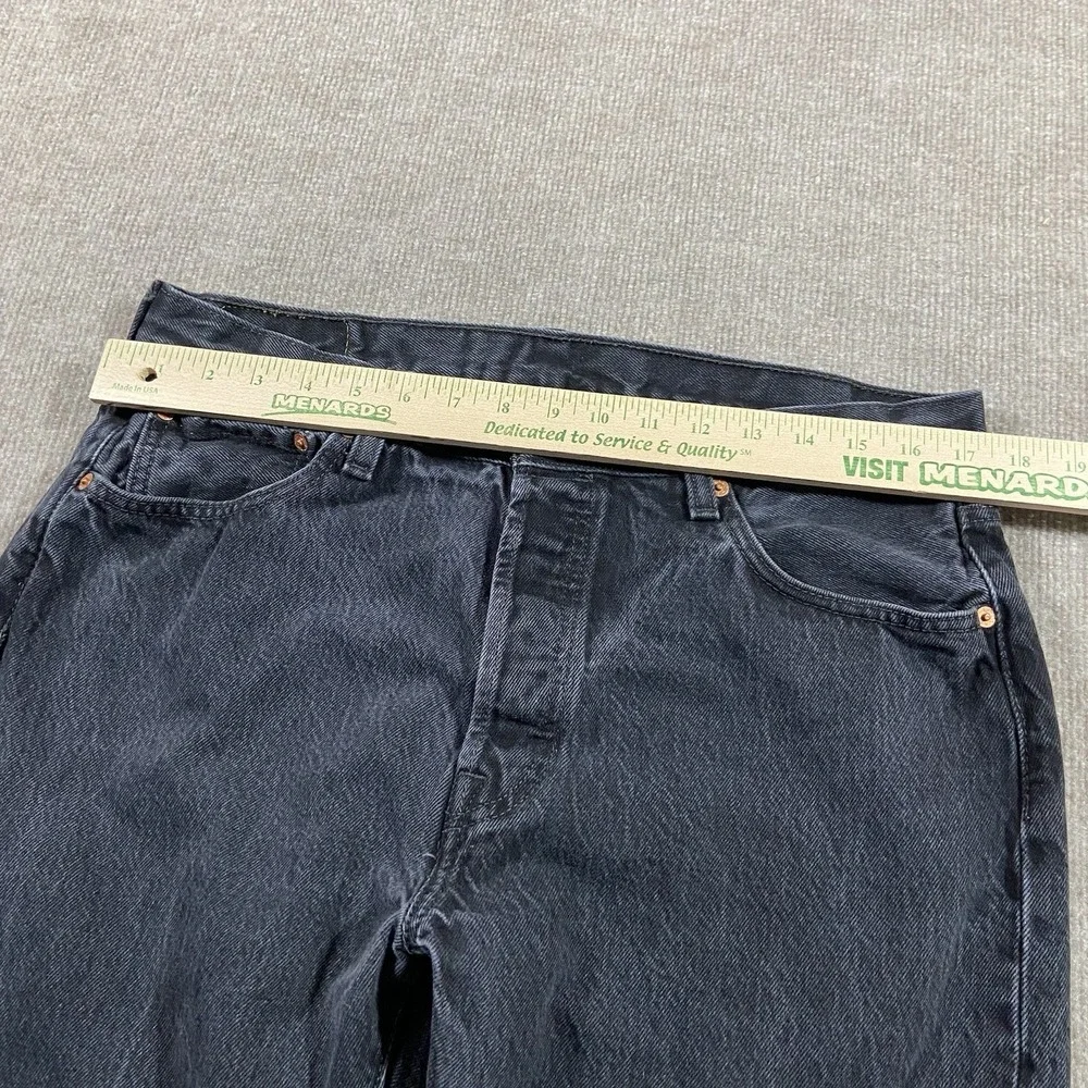 Levis 501 Jeans Men 34x30 Original Fit Straight Leg Faded Black Denim Button Fly